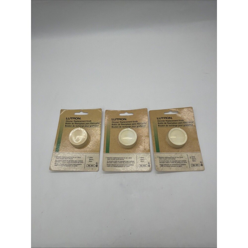 3 Lutron RK-WH White Replacement Knobs for Rotary & Push On/Off Dimmers